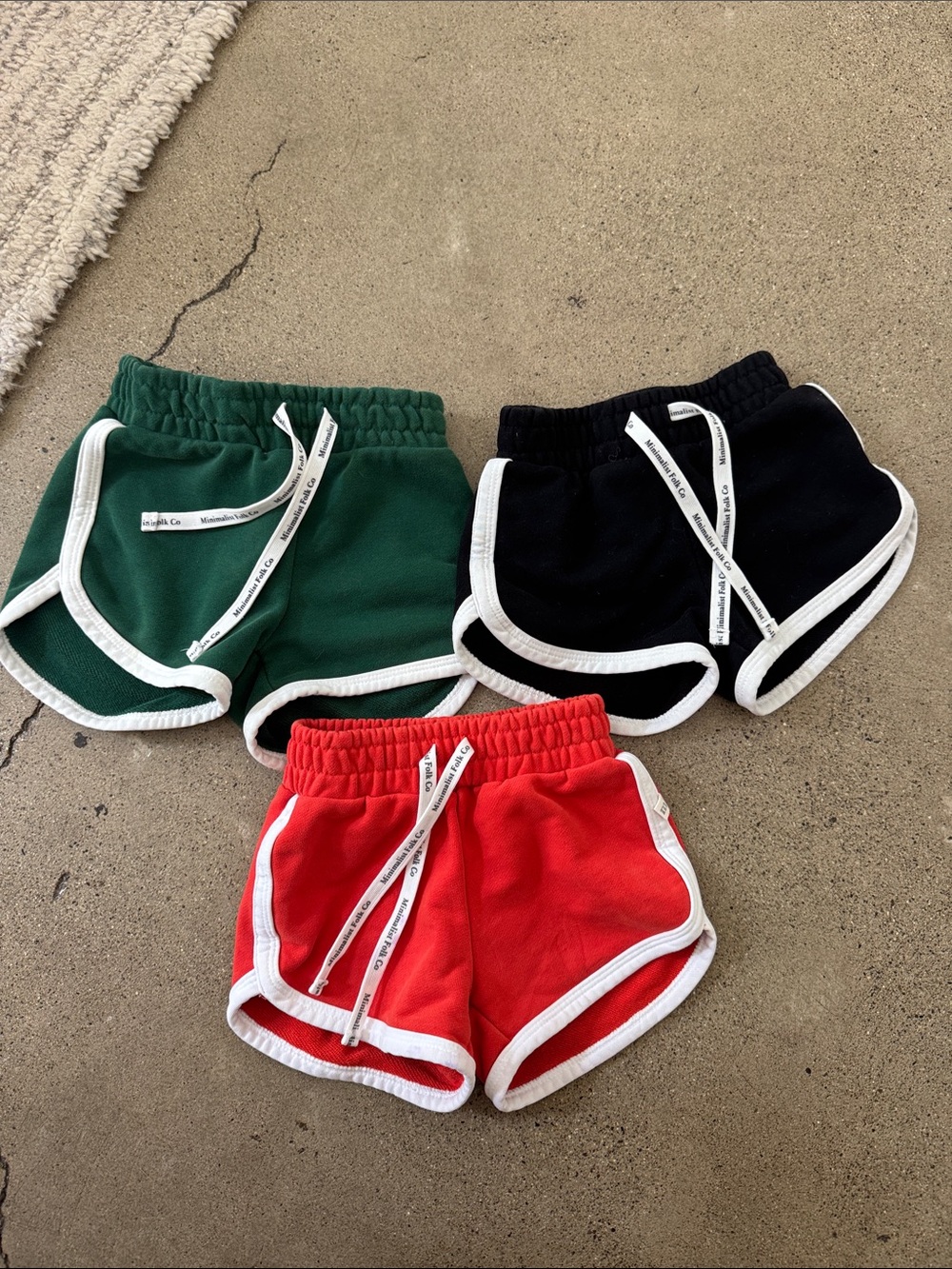 Minimalist folk co Kids Athletic Drawstring Shorts - Red, Green & Black